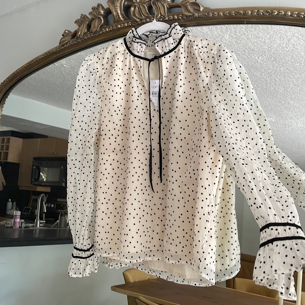 Black and white polka dot blouse